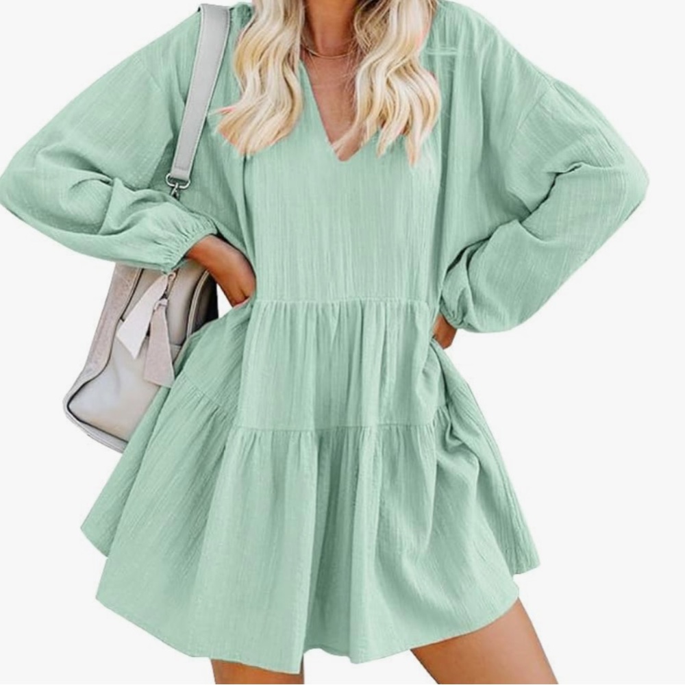 Cute Shift Tunic/ Ruffle Swing Dress with Pockets